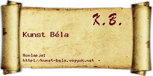 Kunst Béla névjegykártya